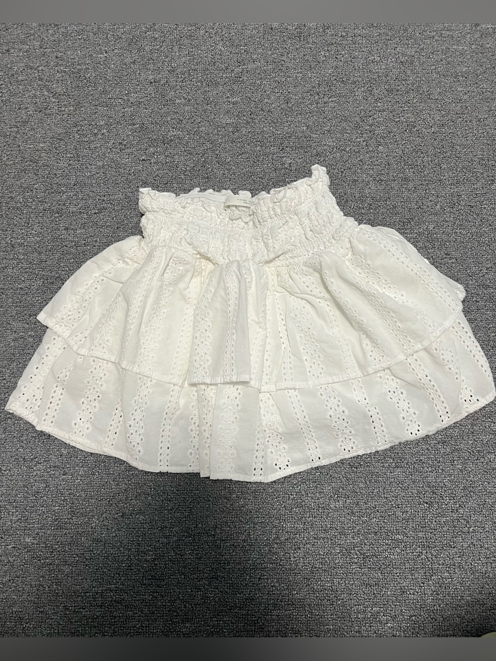 Zara Girl's White Eyelet Smocked Tiered Mini Skorts